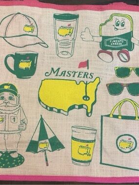 Masters Green and Yellow Golf jute tote